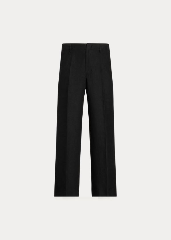 Pantalones Polo Ralph Lauren Mujer Negros - Linen Wide-Leg - NMTQW6804